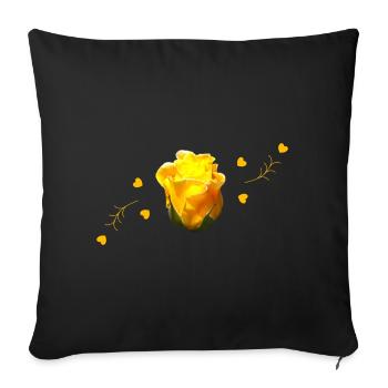 rose jaune rose - Housse de coussin décorative 45 x 45 cm - noir - Devant