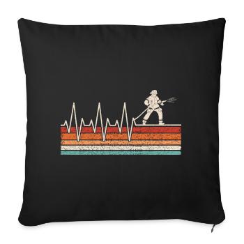 Firefighter Heartbeat - Sofa pillowcase 17,3'' x 17,3'' (45 x 45 cm) - black - Front