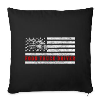Truck Road Food Trucker Grilling - Sofa pillowcase 17,3'' x 17,3'' (45 x 45 cm) - black - Front