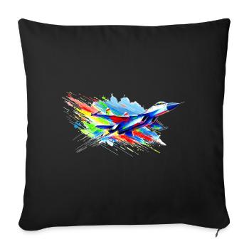 Avion de chasse - Color Splash - Housse de coussin décorative 45 x 45 cm - noir - Devant