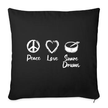 Peace Love Snare Drums - Sofa pillowcase 17,3'' x 17,3'' (45 x 45 cm) - black - Front