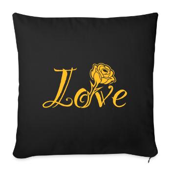 Love Blossoms : Typographie avec une rose intégrée - Housse de coussin décorative 45 x 45 cm - noir - Devant