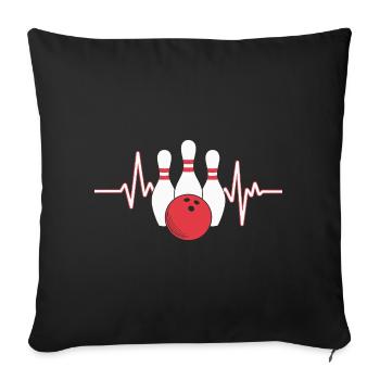 Conception de battement de cœur de bowling - Housse de coussin décorative 45 x 45 cm - noir - Devant
