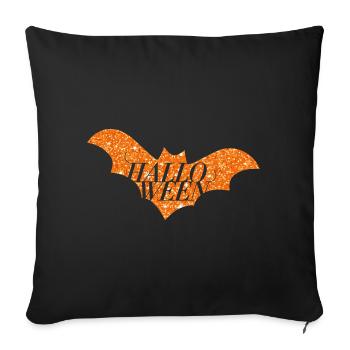 Silhouette de chauve-souris scintillante orange d’Halloween - Housse de coussin décorative 45 x 45 cm - noir - Devant