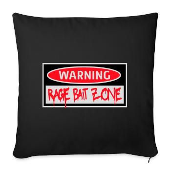Avertissement Rage Appât Attention Zone Panneau Amusant Avertissement - Housse de coussin décorative 45 x 45 cm - noir - Devant