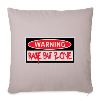 Warning Rage Bait Caution Zone Sign Fun Warning - Sofa pillowcase 17,3'' x 17,3'' (45 x 45 cm) - light taupe - Front
