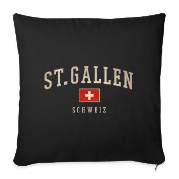 St. Gallen Schweiz Vintage Logo - Sofakissenbezug 45 x 45 cm - Schwarz - Vorne