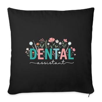 Floral Dental Assistant Dentist Woman - Sofa pillowcase 17,3'' x 17,3'' (45 x 45 cm) - black - Front