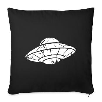 UFO Spaceship Grunge Vintage Vector - Sofa pillowcase 17,3'' x 17,3'' (45 x 45 cm) - black - Front