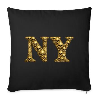 Golden Skull NY Monogram - Sofa pillowcase 17,3'' x 17,3'' (45 x 45 cm) - black - Front