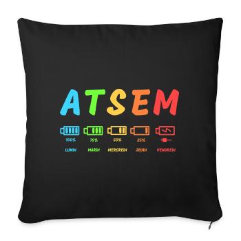 atsem, école maternelle fin d'année, maîtresse - Housse de coussin décorative 45 x 45 cm - noir - Devant