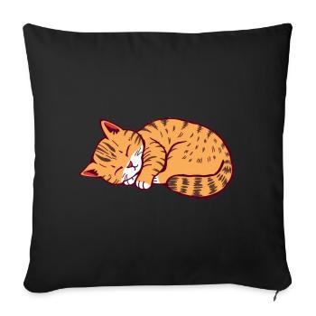 sleeping cat kitten tiger cat - Sofa pillowcase 17,3'' x 17,3'' (45 x 45 cm) - black - Front