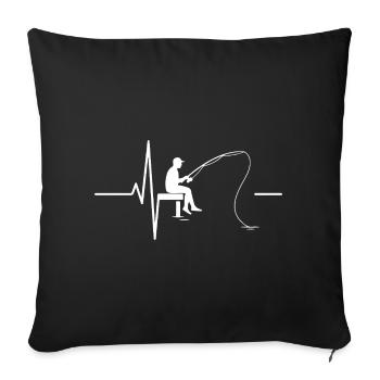 Fishing River Passion Heartbeat - Sofa pillowcase 17,3'' x 17,3'' (45 x 45 cm) - black - Front