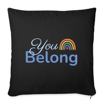You Belong Rainbow Heart Design Blue - Sofa pillowcase 17,3'' x 17,3'' (45 x 45 cm) - black - Front