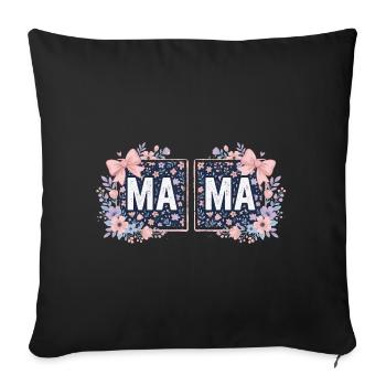 MAMA Carrés Fleuris et Nœuds Roses | Style Coquett - Housse de coussin décorative 45 x 45 cm - noir - Devant
