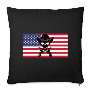 Cowboy skull and American flag - Sofa pillowcase 17,3'' x 17,3'' (45 x 45 cm) - black - Front