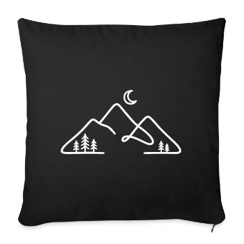 Minimalistische Bergsilhouette mit Mond - Sofakissenbezug 45 x 45 cm - Schwarz - Vorne
