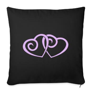 Double Hearts in Love Line Art - Sofa pillowcase 17,3'' x 17,3'' (45 x 45 cm) - black - Front