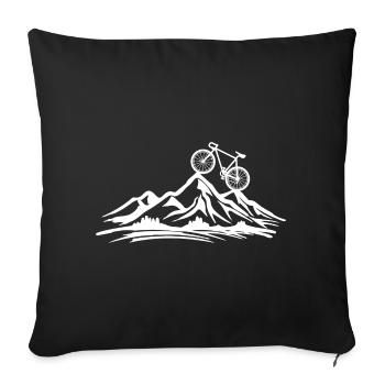 Silhouette du paysage rocheux en VTT - Housse de coussin décorative 45 x 45 cm - noir - Devant