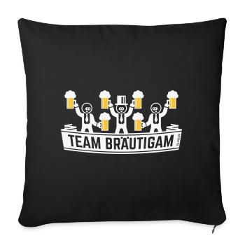 Team Bräutigam (JGA Polterabend Bierkrüge / NEG2C) - Sofakissenbezug 45 x 45 cm - Schwarz - Vorne