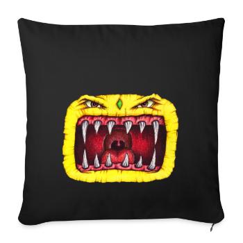 Monster mit Zähnen gelb - Sofakissenbezug 45 x 45 cm - Schwarz - Vorne