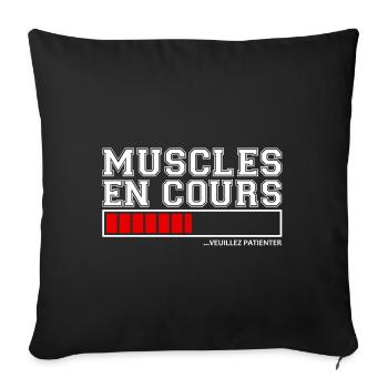 T-shirt Musculation - Muscles en Cours - Housse de coussin décorative 45 x 45 cm - noir - Devant
