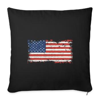USA Flagge Amerika - Sofakissenbezug 45 x 45 cm - Schwarz - Vorne