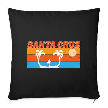 Santa Cruz Surf Rétro Coucher de soleil - Housse de coussin décorative 45 x 45 cm - noir - Devant