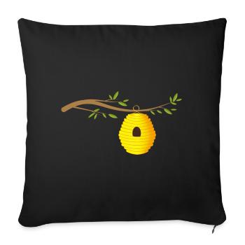 Beehive on a branch Wild beehive - Sofa pillowcase 17,3'' x 17,3'' (45 x 45 cm) - black - Front