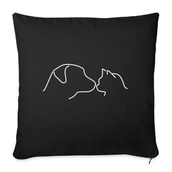 Chien chat animal animaux de compagnie chiens chats - Housse de coussin décorative 45 x 45 cm - noir - Devant