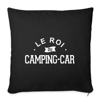 roi du camping car cadeau humour camping-car - Housse de coussin décorative 45 x 45 cm - noir - Devant
