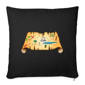 old treasure map on antique parchment - Sofa pillowcase 17,3'' x 17,3'' (45 x 45 cm) - black - Front