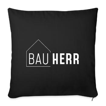 Bauherr mit Haus ohne Jahreszahl /hell - Sofakissenbezug 45 x 45 cm - Schwarz - Vorne