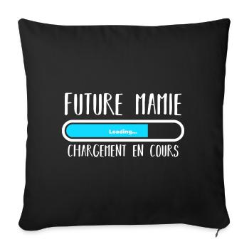 Future mamie loading blanc - Housse de coussin décorative 45 x 45 cm - noir - Devant