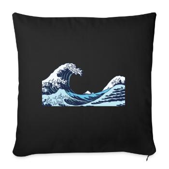 Kanagawa Waves Aesthetic Japanese Art Great Wave - Sofa pillowcase 17,3'' x 17,3'' (45 x 45 cm) - black - Front