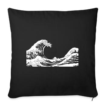 Kanagawa Waves Aesthetic Japanese Art Great Wave - Sofa pillowcase 17,3'' x 17,3'' (45 x 45 cm) - black - Front