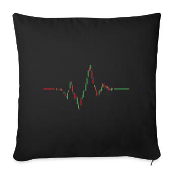 Herzschlag Aktien Chart - Sofakissenbezug 45 x 45 cm - Schwarz - Vorne