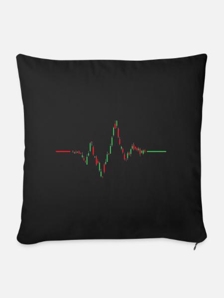 Herzschlag Aktien Chart - Sofakissenbezug 45 x 45 cm - Schwarz