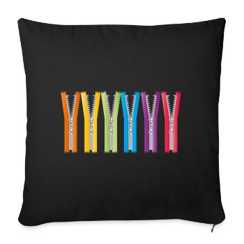 fermetures à glissière ouvertes avec des rubans colorés - Housse de coussin décorative 45 x 45 cm - noir - Devant