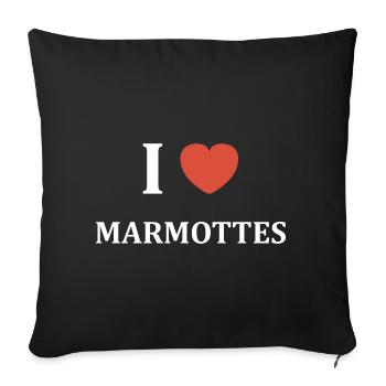 i love marmottes - Housse de coussin décorative 45 x 45 cm - noir - Devant