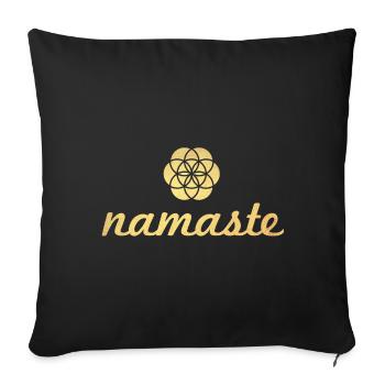 Namaste Yoga Gold Flower of Life Shanti Ornament - Sofa pillowcase 17,3'' x 17,3'' (45 x 45 cm) - black - Front