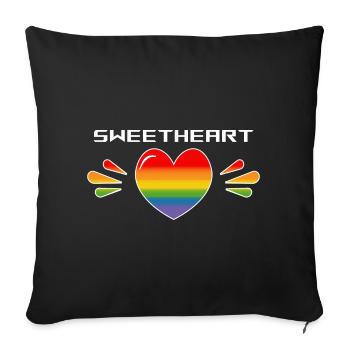 Rainbow Sparkling heart Sweetheart black TSHIRT - Sofakissenbezug 45 x 45 cm - Schwarz - Vorne