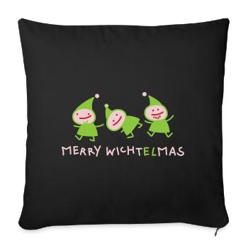 Elves Christmas (b) - Sofa pillowcase 17,3'' x 17,3'' (45 x 45 cm) - black - Front