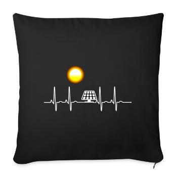 ECG Solar Energy Heart Line Generating Electricity Climate - Sofa pillowcase 17,3'' x 17,3'' (45 x 45 cm) - black - Front
