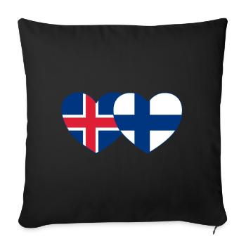 Islande Finlande Flag Coeur - Housse de coussin décorative 45 x 45 cm - noir - Devant