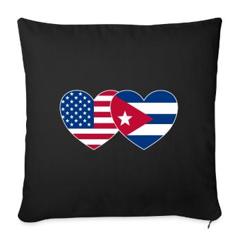 USA Cuba Flag Heart - Sofa pillowcase 17,3'' x 17,3'' (45 x 45 cm) - black - Front