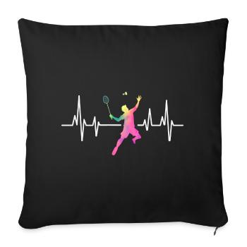 Badminton heartbeat colorful - Sofa pillowcase 17,3'' x 17,3'' (45 x 45 cm) - black - Front