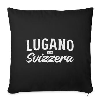 Lugano Svizzera Vintage Script - Sofa pillowcase 17,3'' x 17,3'' (45 x 45 cm) - black - Front