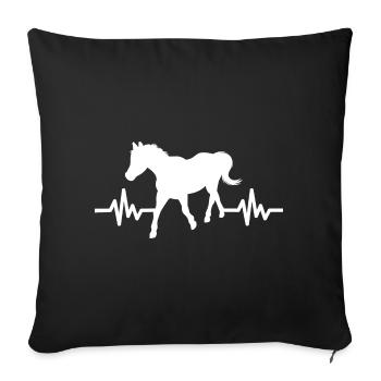 Herzschlag - Pferd Hengst Stute Ross Reitsport - Sofakissenbezug 45 x 45 cm - Schwarz - Vorne