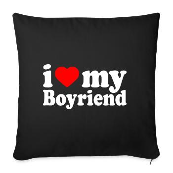 I love my boyfriend - Housse de coussin décorative 45 x 45 cm - noir - Devant